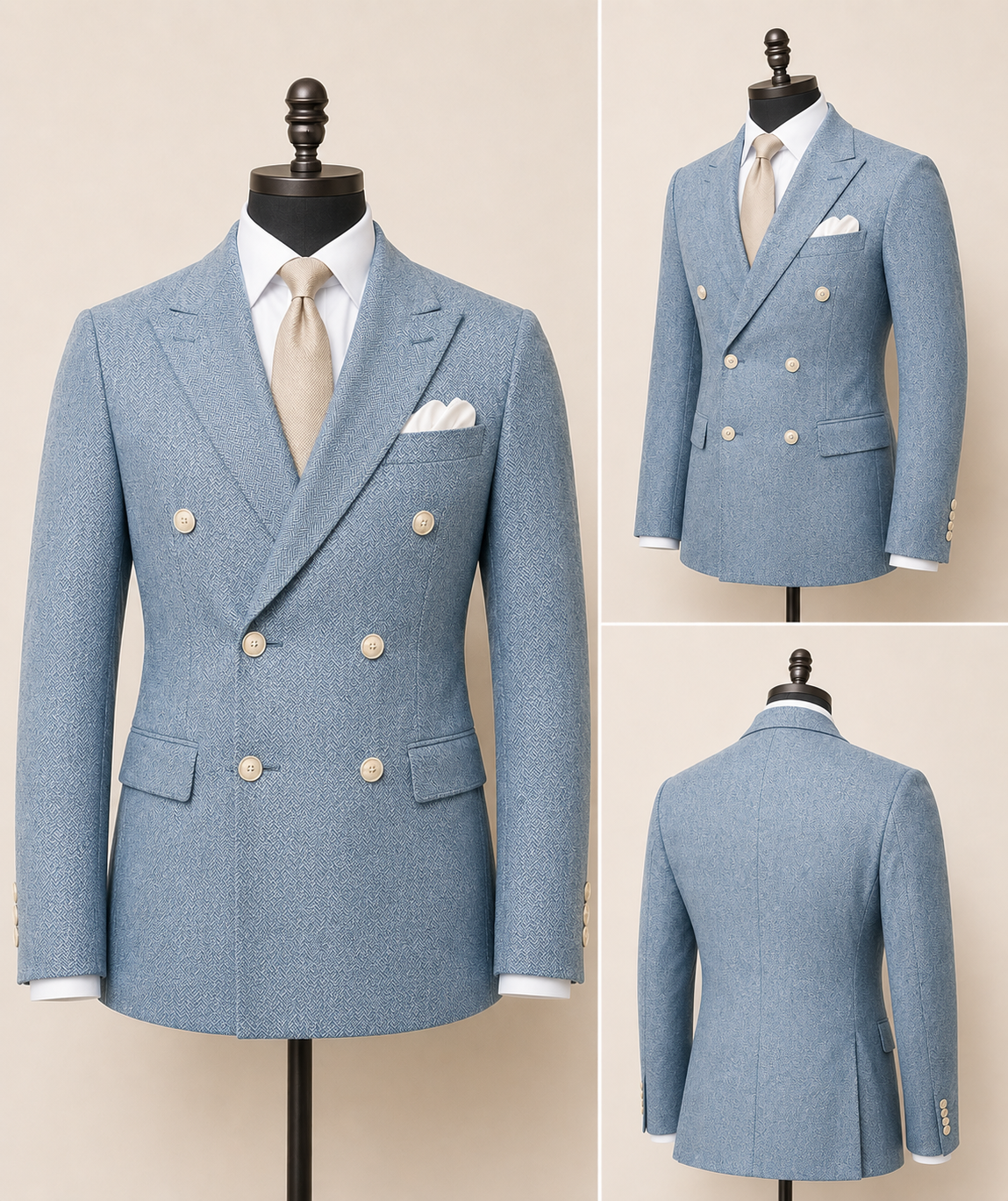 Men's Double Breasted Blazer — Sky Blue