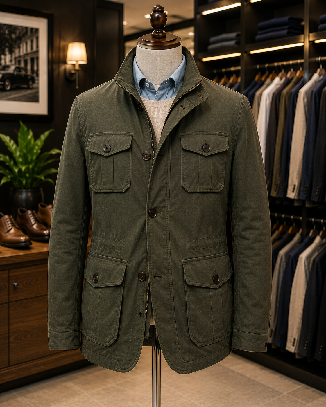 Men's Premium Navy Textured Wool Sport Jacket