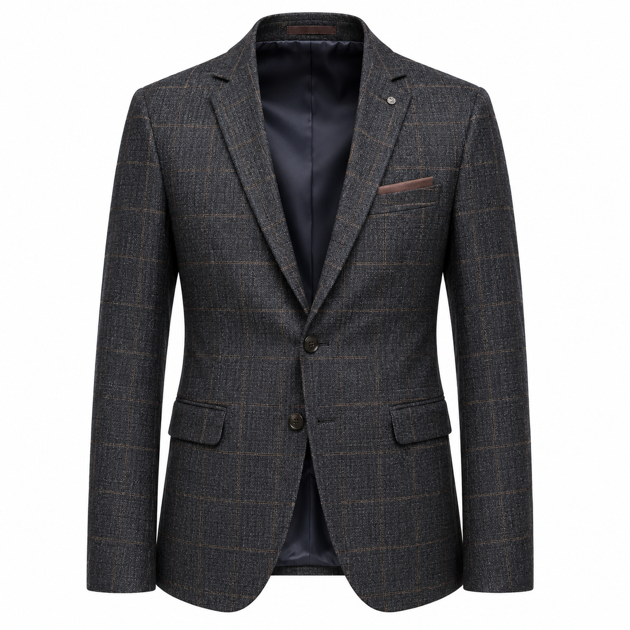Men's Charcoal Checkered Blazer
