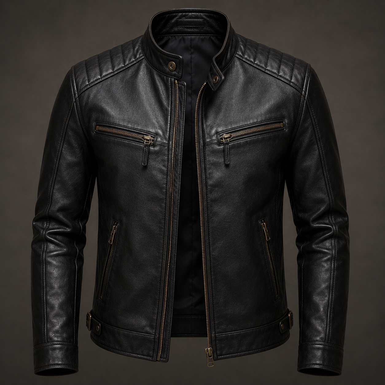 Men's Black Leather Biker Jacket