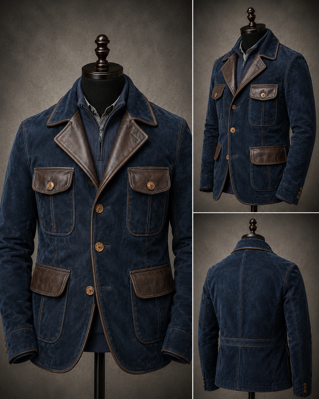 Men's Suede Hunt Jacket — Navy Blue