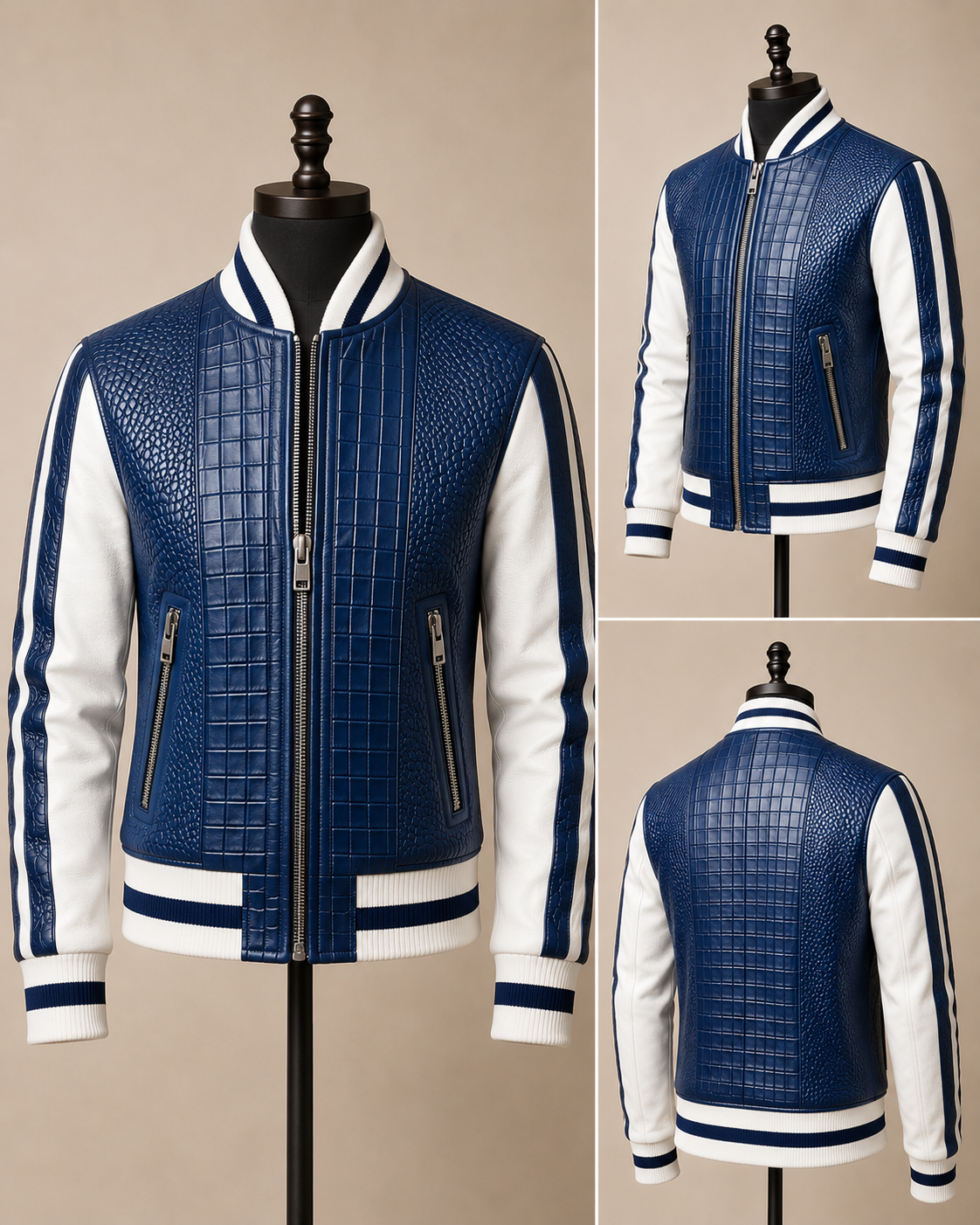 Men's Varsity Bomber — Blue & White