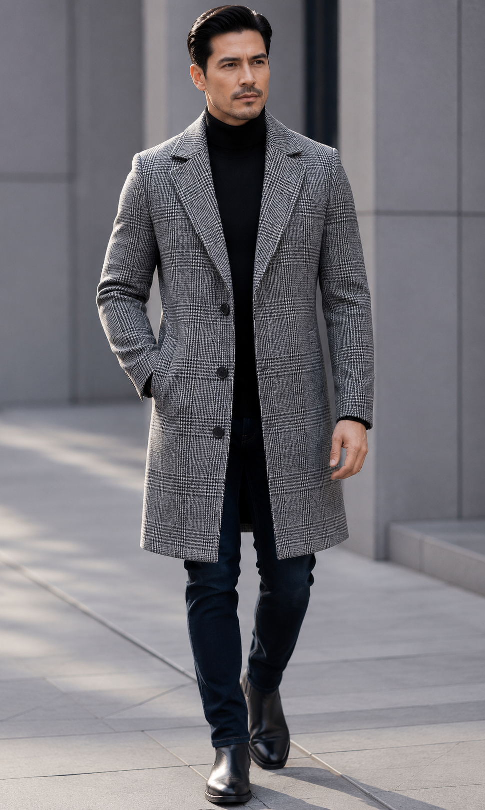 Men's Glen Check Overcoat