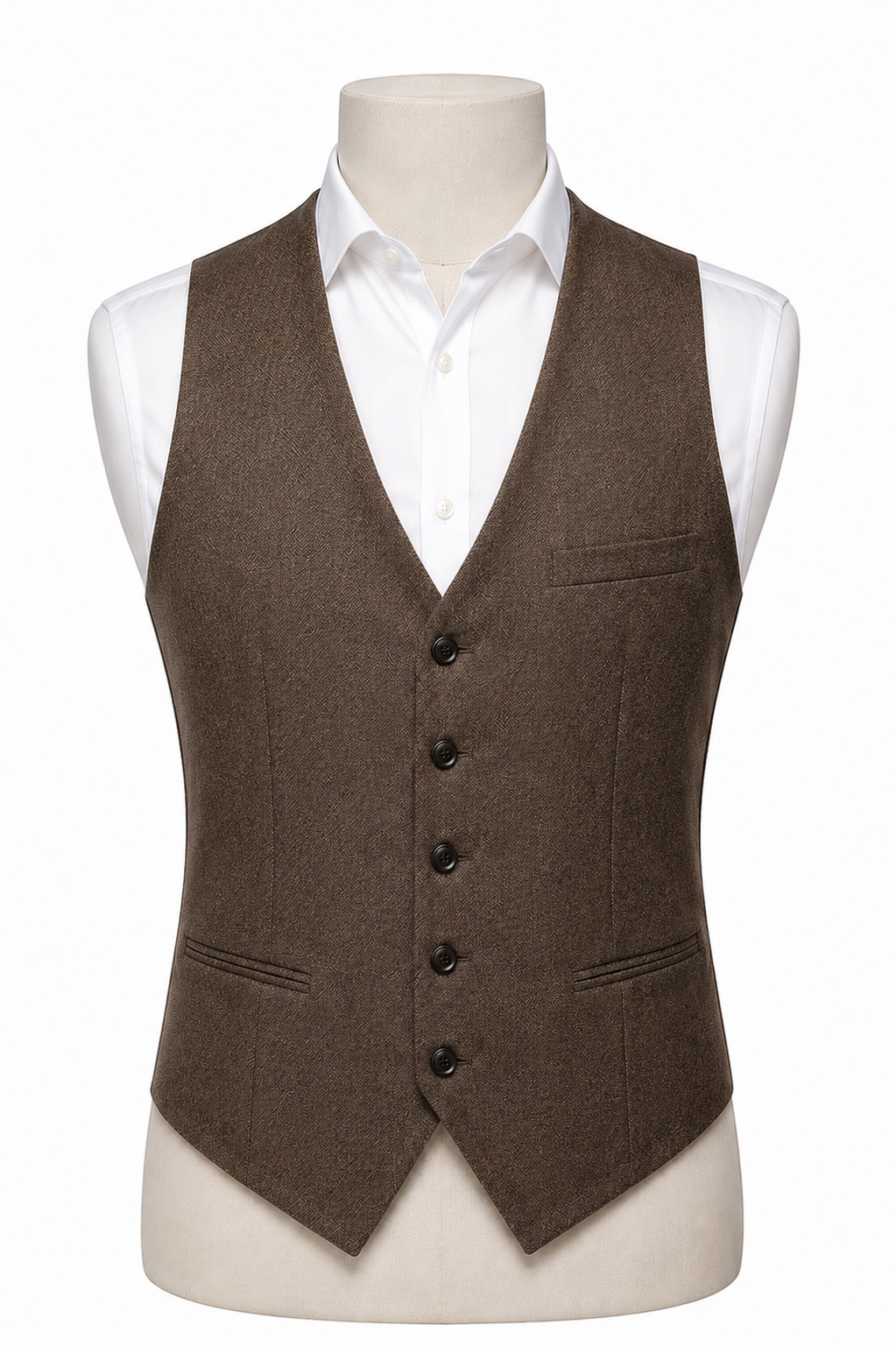 Men's Waistcoat — Brown White — Shaniel Bespoke Tailor