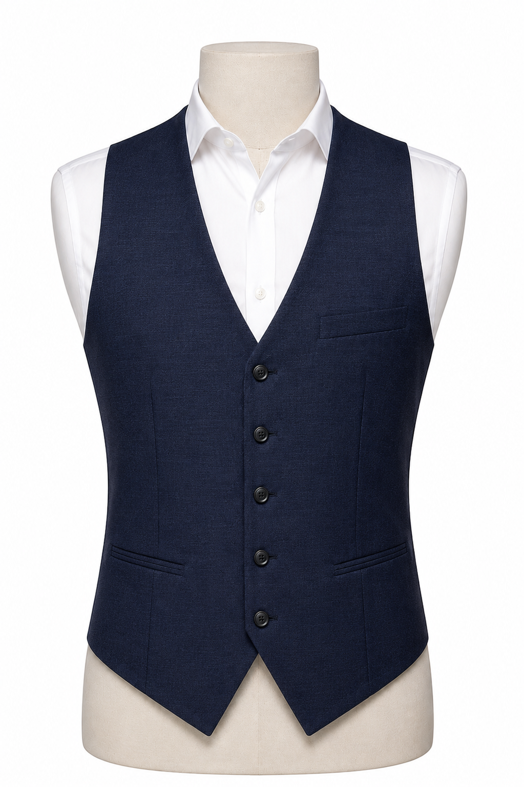 Men's Waistcoat — Navy White Shirt